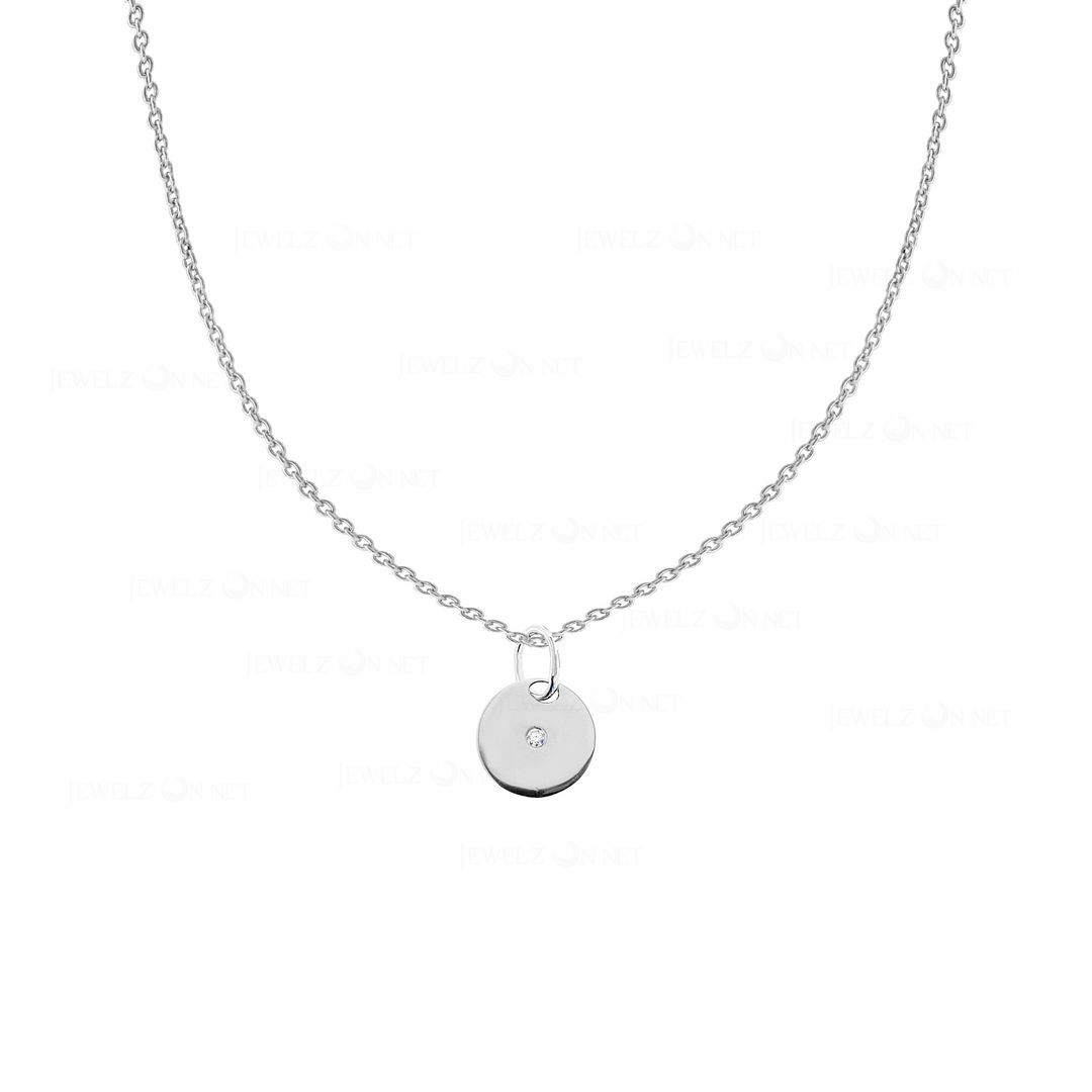 Pre-owned J.o.n 14k Gold Genuine Diamond Disc Pendant Fine Jewelry Necklace In White