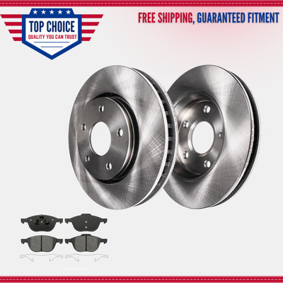 Front Disc Rotors + Ceramic Brake Pads for 2012 - 2018 Ford Focus Volvo C30 S40