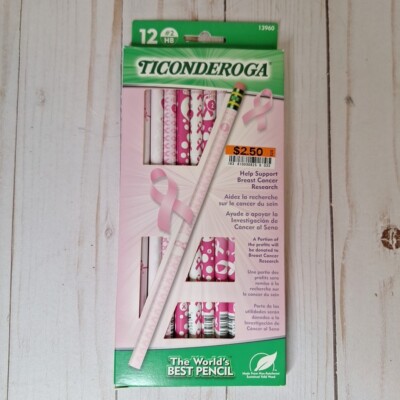 New Dixon Ticonderoga Pink Breast Cancer #2 pencils - 12 pc, # 13960