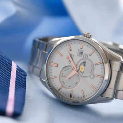 Pre-owned Orient Rn-ak0301s Sun & Moon White Dial Automatic 22 Jewels Mechanical Watch Men