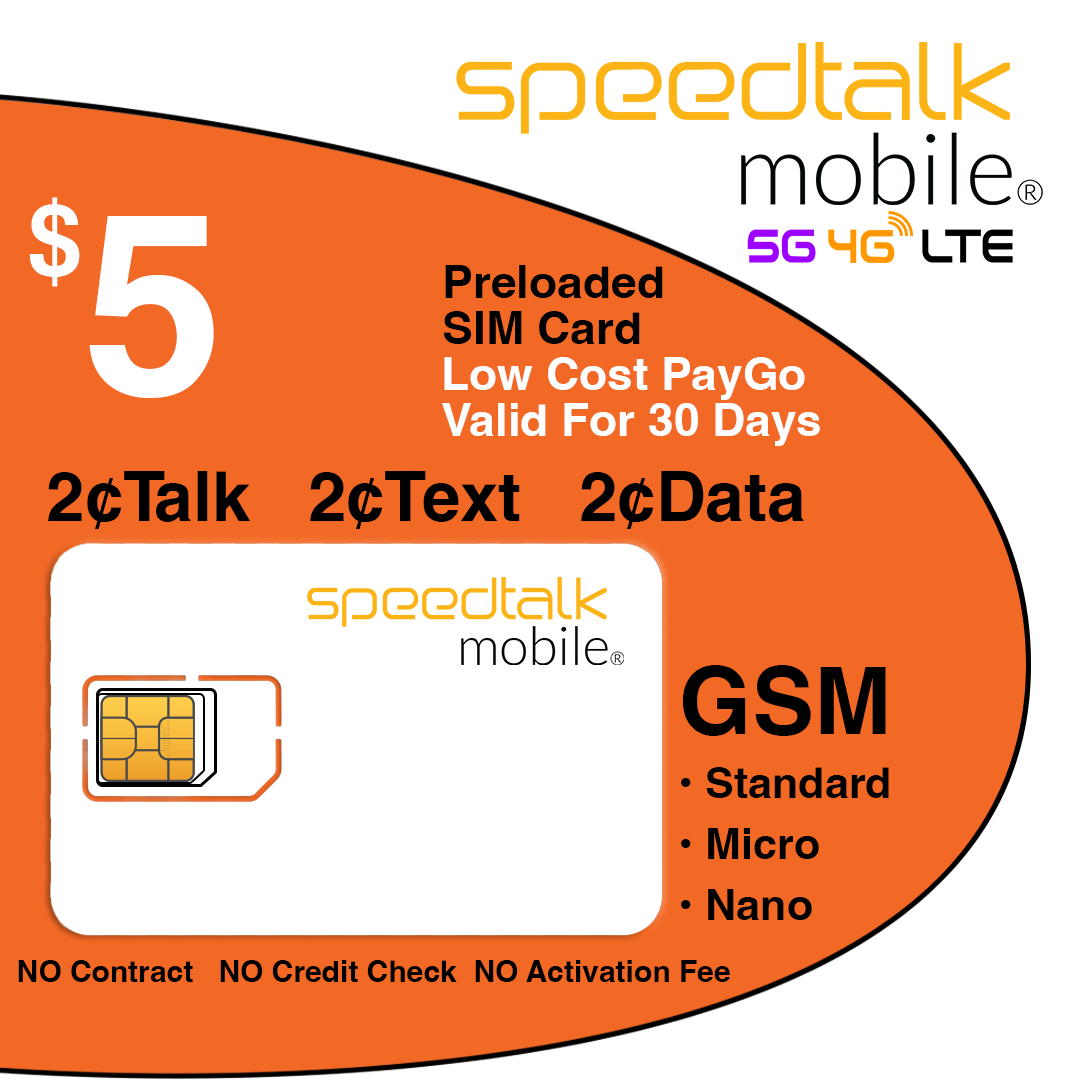 $5 Wireless Phone Plan -  SIM Card Kit Talk Text Data 5G 4G LTE 30 Days