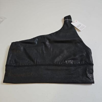 NEW NWT Lululemon Align Asymmetrical Rib Bra A/B *Shine BLACK  Size 8 WOMEN'S 