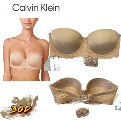 NWT Calvin Klein 30D Seductive Comfort Strapless Lift Multiway QF1437 Bare $44