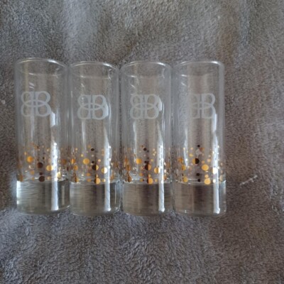 Shot Glass Set Of 4 Vintage B&B Gold Bubble Confetti