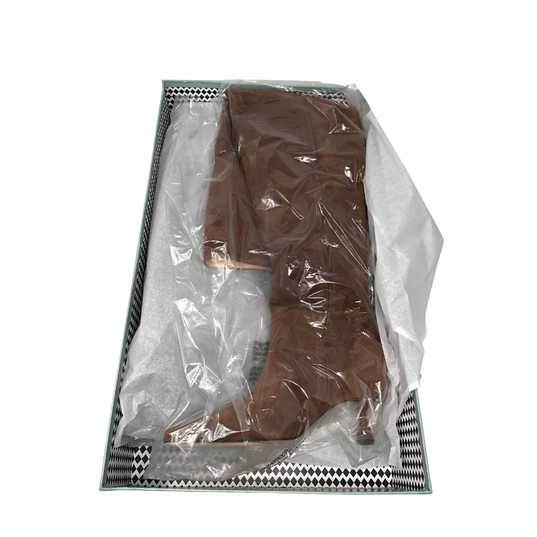 Pre-owned Brother Vellies Nwb  Ronstadt Over The Knee Boot, Size 8, Cognac In Brown