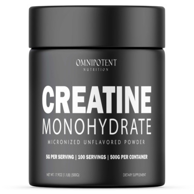 Pure Creatine Monohydrate 500 Gram Powder (Micronized) - 100 Servings