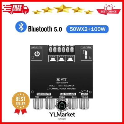 ZK-MT21 2.1Channel Bluetooth Audio Power Amplifier Board Subwoofer 50W+50W+100W.