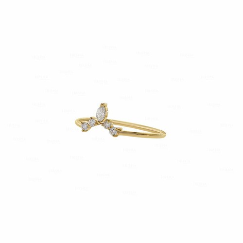 Pre-owned Irisha Designs Genuine Marquise And Round Diamond Tiara Ring 14k Gold Fine Jewelry In White