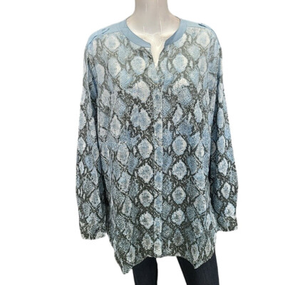 Belle by Kim Gravel Dressy Python Printed Woven Blouse 3X Plus Size Trendy Top