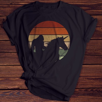 bigfoot riding a unicorn t shirt