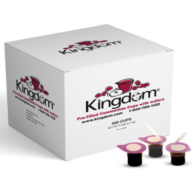 Kingdom Prefilled Communion Cups with Wafers - Box of 500 - RED JUICE