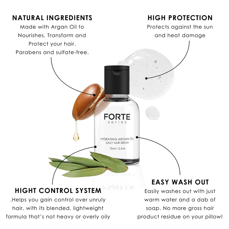 Hydrating Argan Oil Daily Hair Serum by Forte Series Sulfate Free Argan Hair Oil