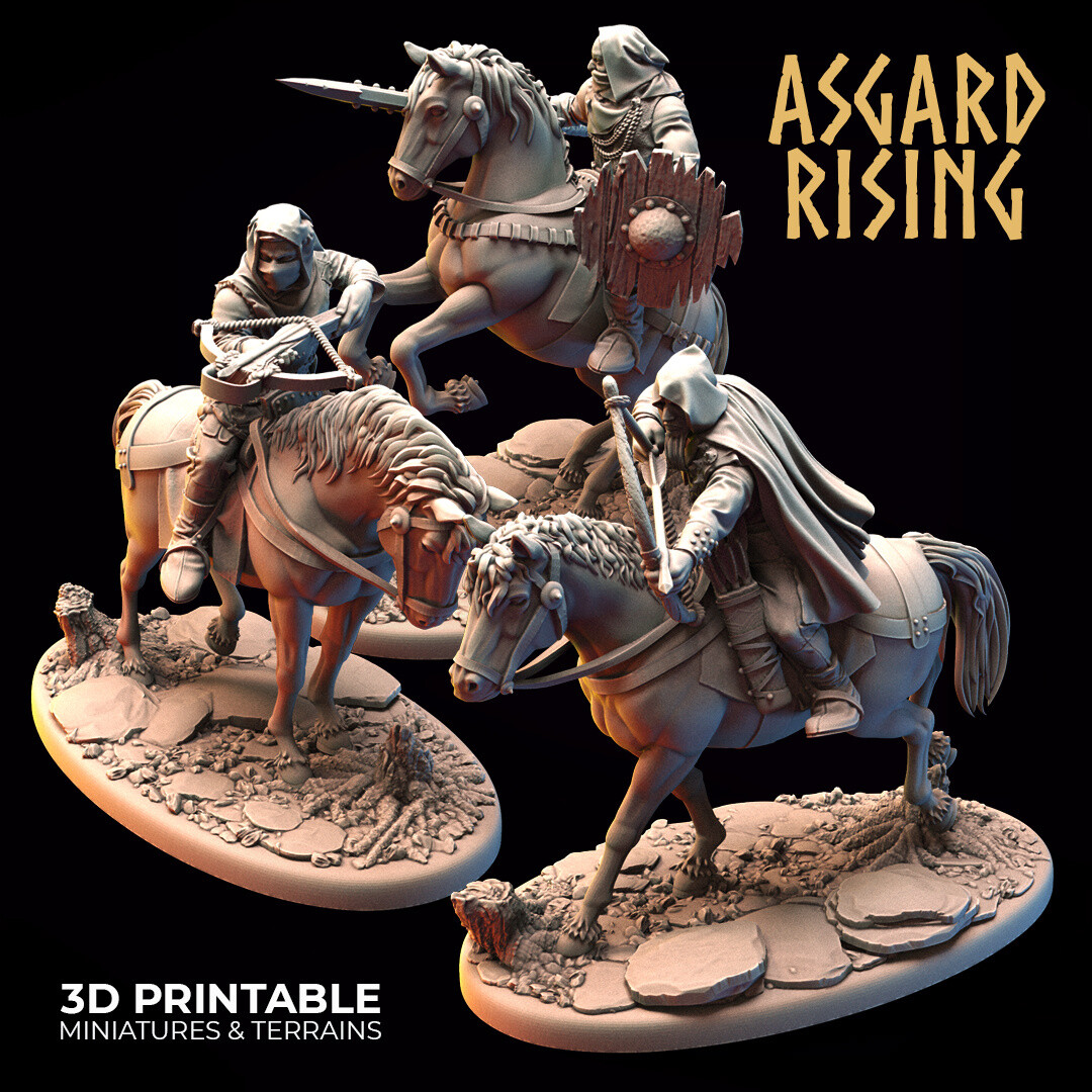Warband Bandit Rogues Riders, Tabletop DnD RPG Fantasy Wargames Miniatures