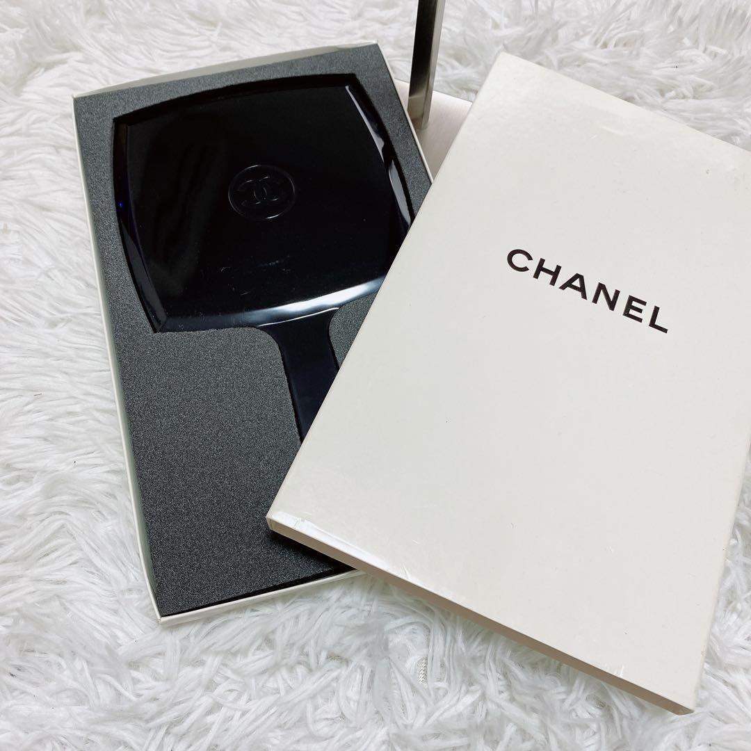 Chanel Hand Mirror Black Logo CC 23.5 x 13.5cm w/Box Novelty