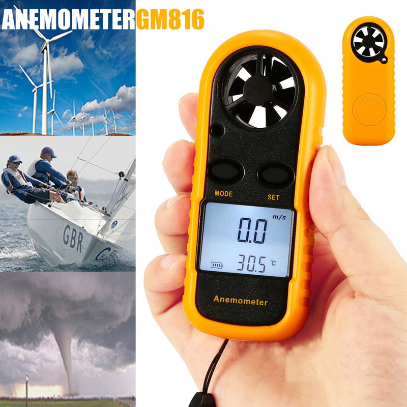 Mini LCD Digital Windmesser Anemometer Windgeschwindigkeit Temperaturerfassung