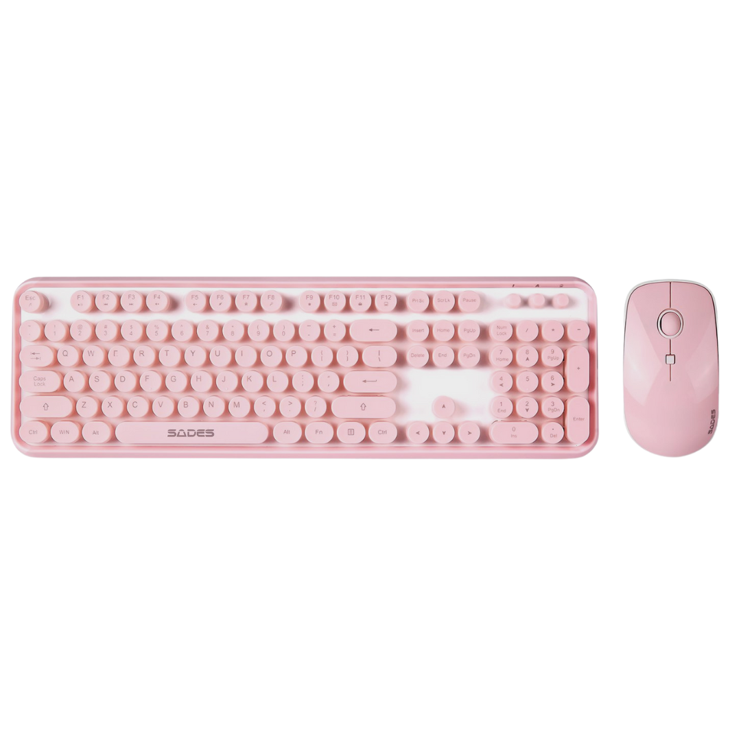 And Mouse Combo With Round Keycaps 2.4gh Pink Omg