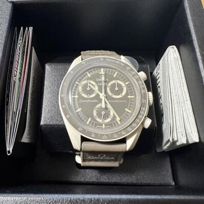 Pre-owned Swatch Omega X  Moon Mission To Earth Desert Edition So33t103 Fast Ship