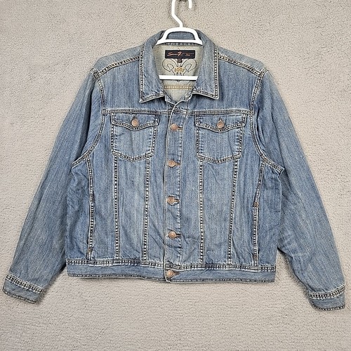 Seven 7 Jean Denim Jacket Blue Button Front Size 2XL | eBay
