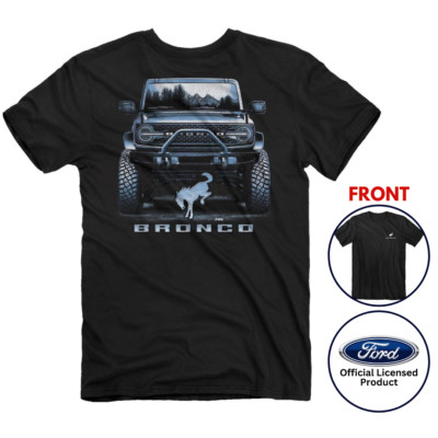 Ford Bronco Emblem Trail Buster Mountain Graphic Shirt Black Official Licensed