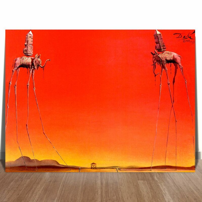 Salvador Dali Red Elephants Canvas Print 8x10" Surreal Art