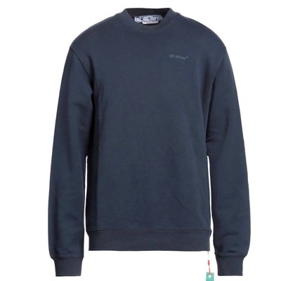 Pre-owned Off-white Diag Line Back Logo Outer Space Skate Sweatshirt In Blue
