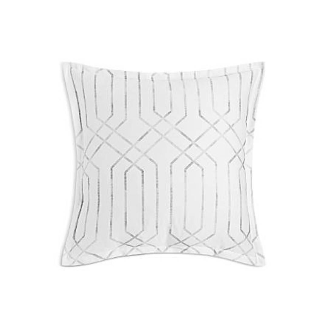 Sky Textured Trellis 2 Euro Pillow Shams 26 in x 26 in Gray - Picture 1 of 12