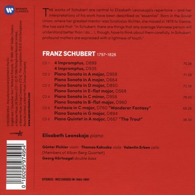 ELISABETH LEONSKAJA SCHUBERT: SONATAS; IMPROMPTUS; WANDERER FANTASY; TROUT QUINT