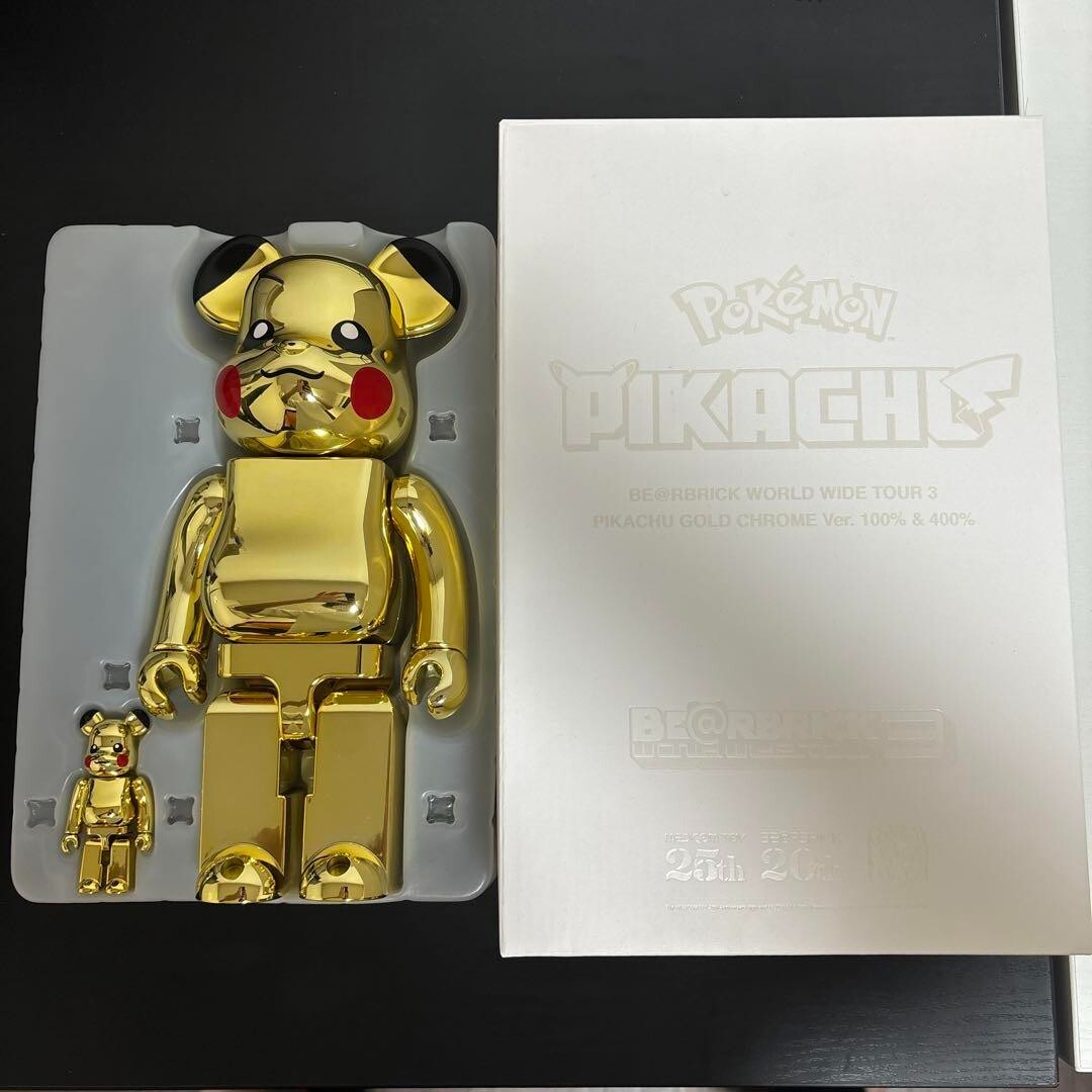 BE@RBRICK ピカチュウ GOLD CHROME 3体セット MEDICOM TOY - BE@RBRICK ピカチュウ GOLDCHROME Ver. 3点セット