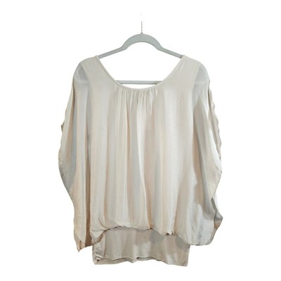 Elena Baldi Silk Blend Scoop Neck Dolman Sleeve Blouse Ethereal Women's M NWT