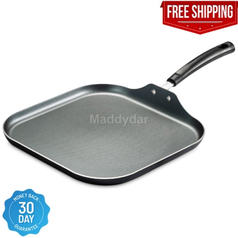 Square 11" Griddle Pan Non-Stick Steel Kitchen Pancake Cooking Frying BBQ Grill