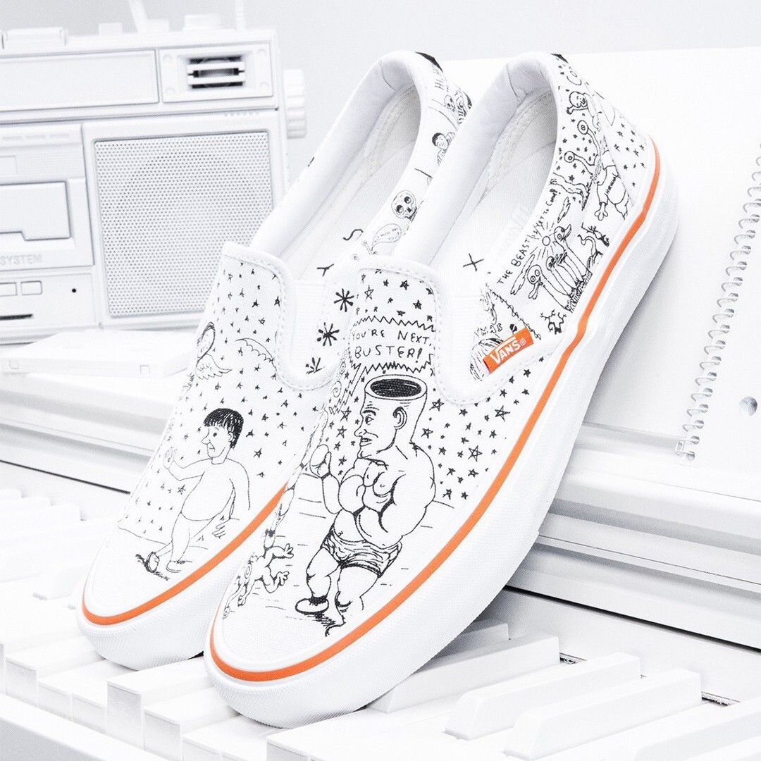 Pre-owned Vans X No-comply Daniel Johnston Slip On Pro Mens Size 10.5 In Box Rare In White