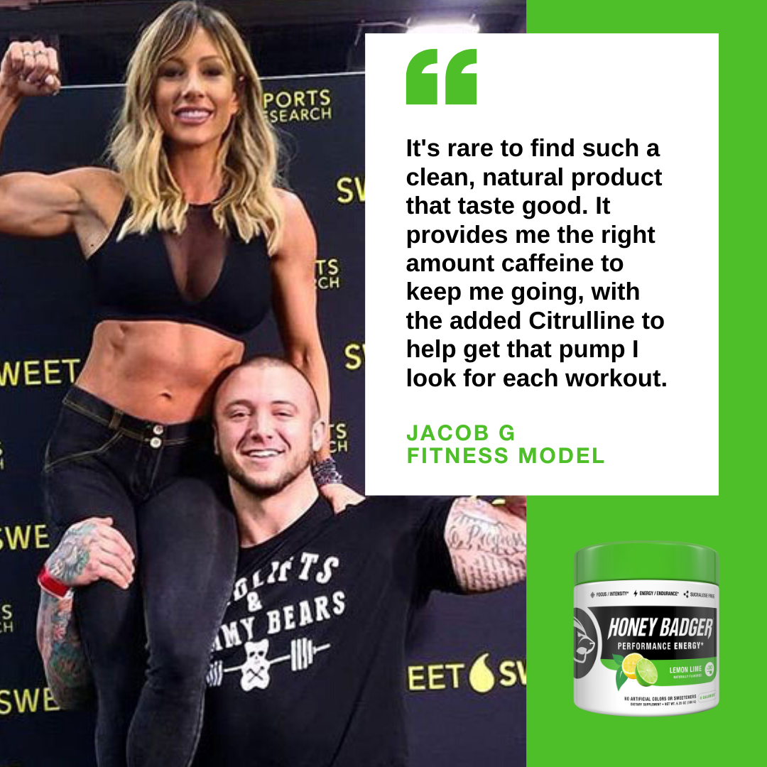 Honey Badger Vegan Keto Pre Workout Lemon Lime 30