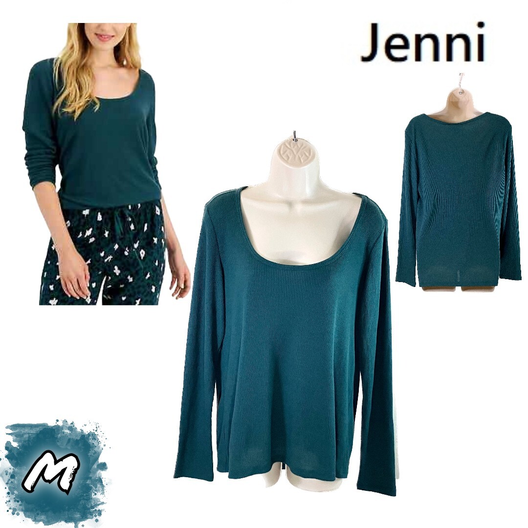 NWT Jenni M Solid Long-Sleeve Pajama Top June Bug