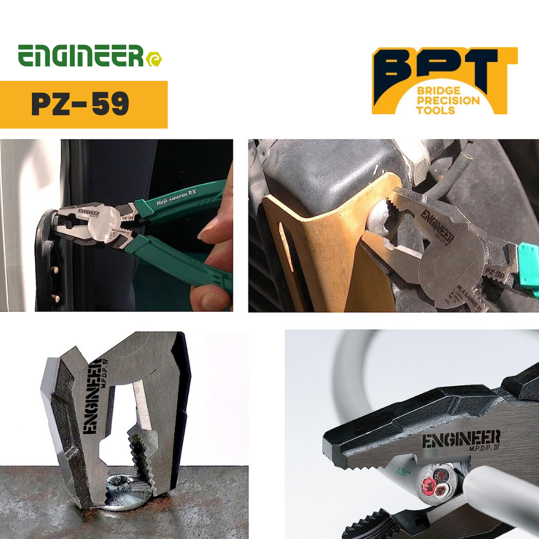 ENGINEER PZ-59 Neji-Saurus RX Heavy Duty Pliers 8-Inch (Made In Japan)