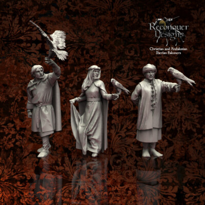 Reconquer Designs Miniatures Medieval Falconers Civilian NPC DnD Pathfinder 28mm