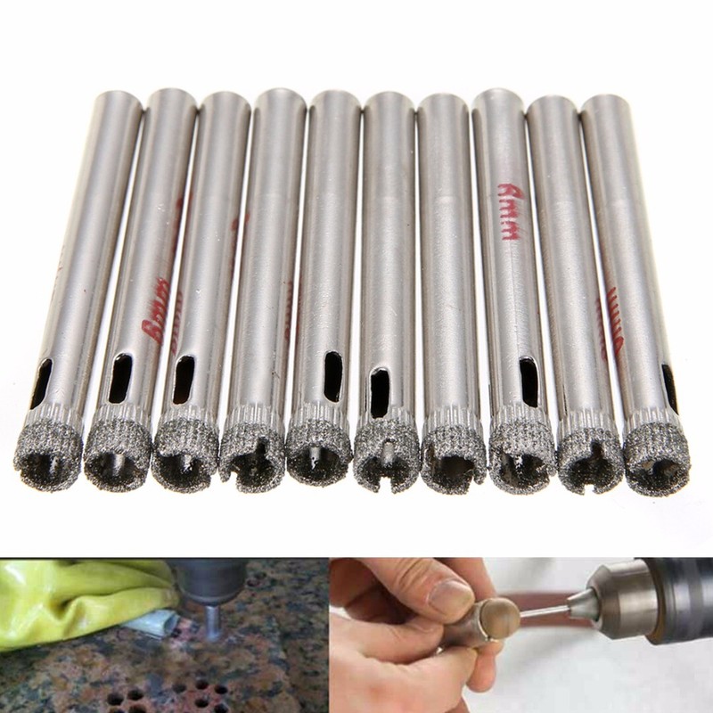 6mm Coated 10pcs Saw Diamond Core Hole Drill Bits Glass Tile Ceramic