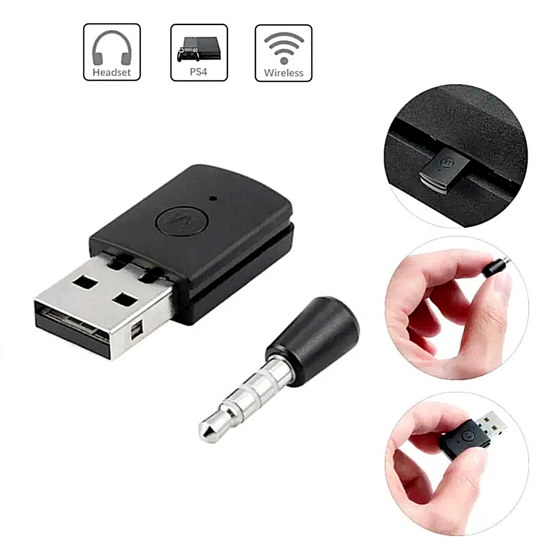 For PS4 Bluetooth Wireless USB Adapter Dongle Receiver for Headphone Microphone
