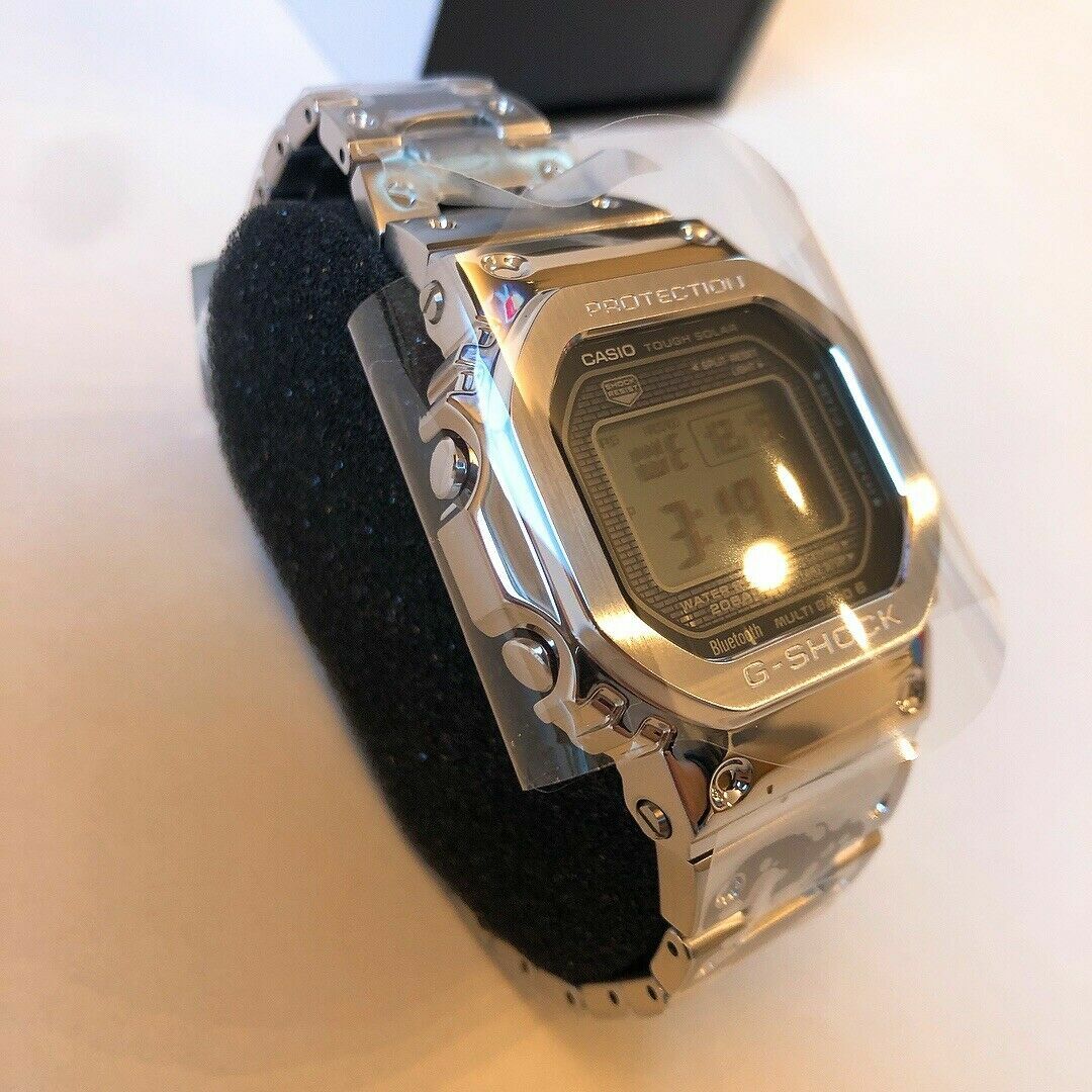 Pre-owned Casio Gmw-b5000d-1jf G-shock Bluetooth Men's Watch Silver Japan Full Metal