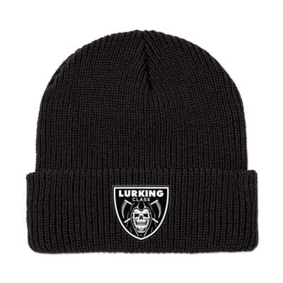 Притаившийся класс от Sketchy Tank Shield Beanie (черная) Вязаная шапочка с манжетами