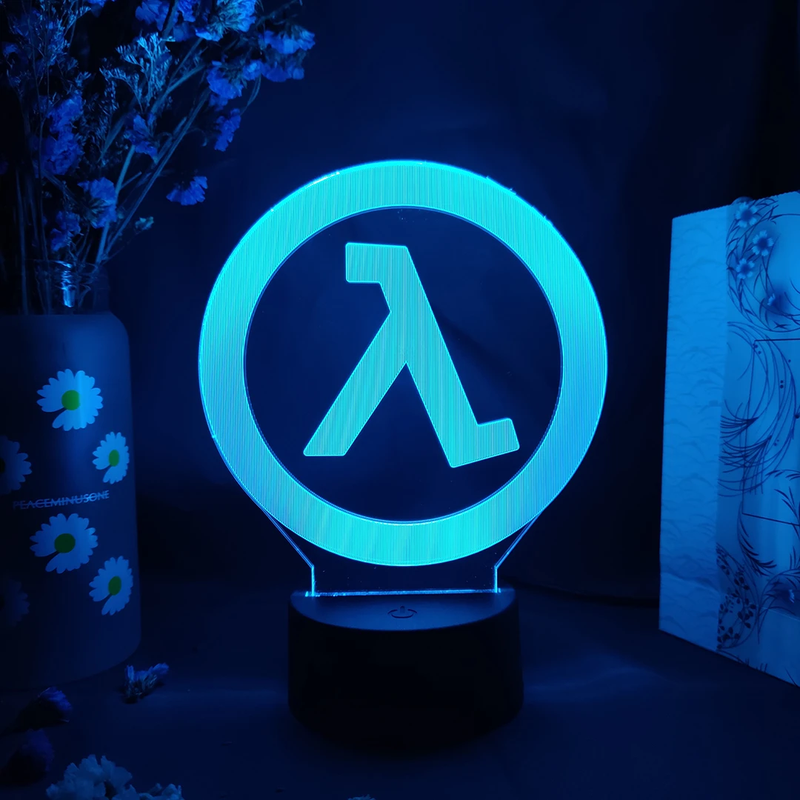 Game Half Life Alyx Logo 3D Acrylic Lamp Gaming Room Computer Desktop Setup Ligh