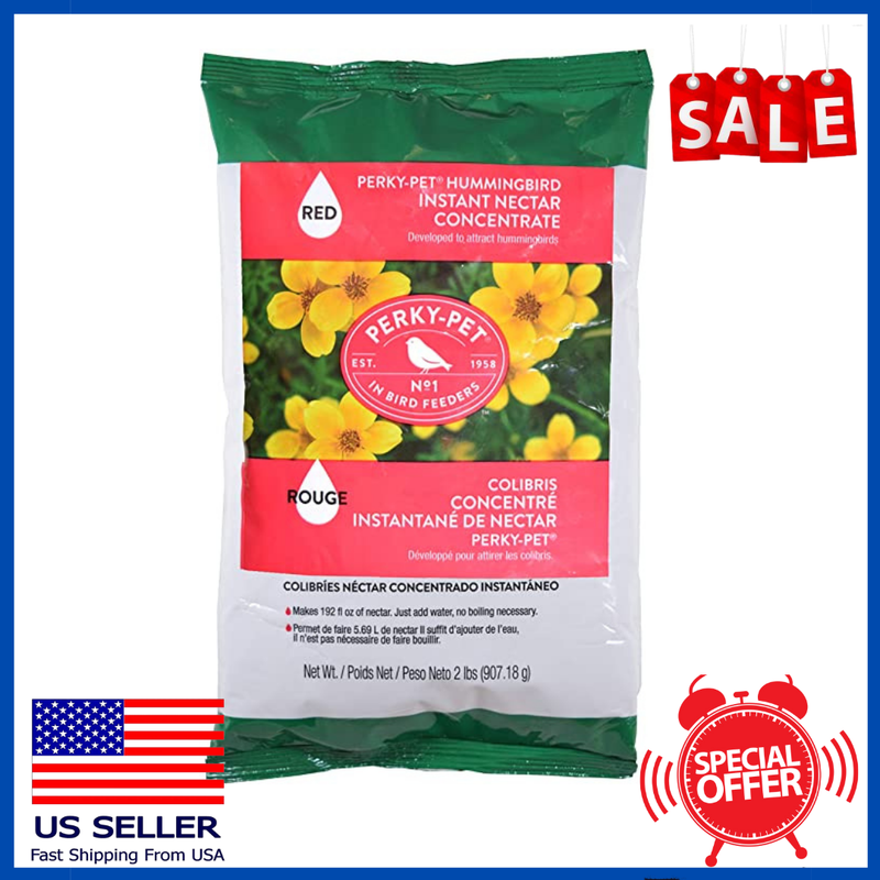 Perky-Pet Hummingbird Red Nectar Food Concentrate Sucrose 2 Lb. Makes 192 Oz*