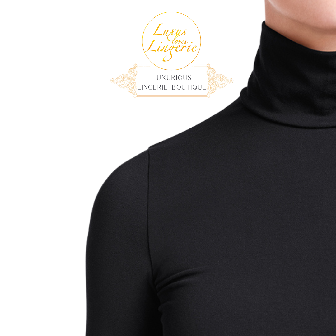 WOLFORD AURORA DRESS BY WOLFORD M BLACK SCHWARZ ROLLKRAGEN WEICHE ELEGANZ LANGARM