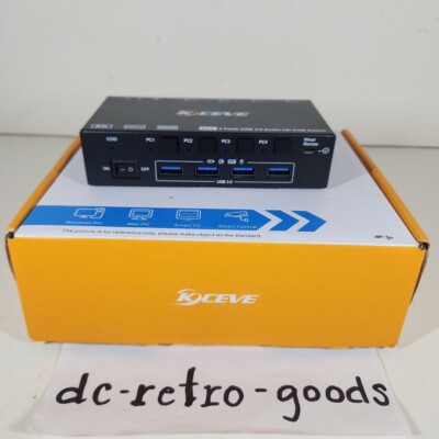 HDMI KVM Switch 4 Computers 8K@60Hz 4K@144Hz KCEVE 4 Port USB Open Box 