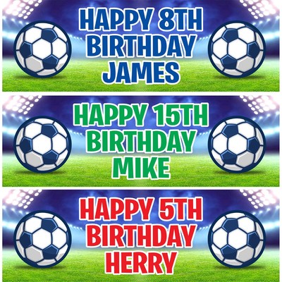 2x Customisable Football Stadium Birthday Banners Personalised Party Decorations