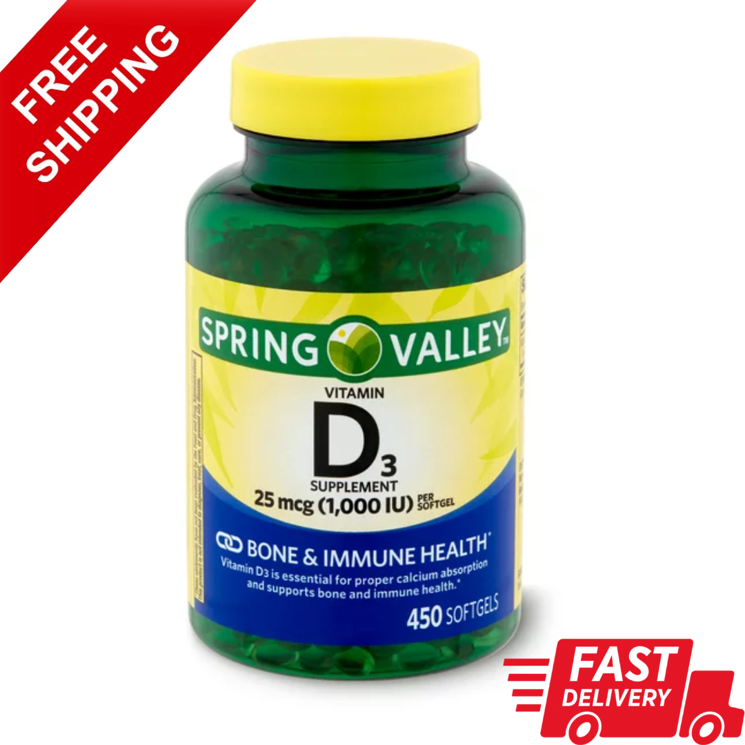 NEW Spring Valley Vitamin D3 Softgels With D3 1000 And Iu 25mcg 450