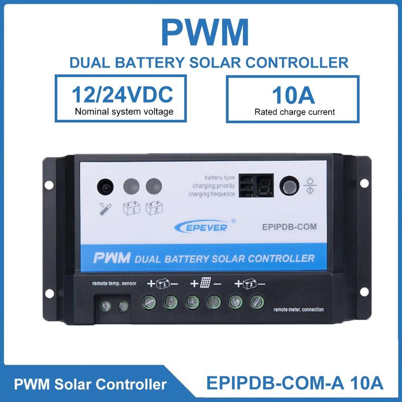 EPEVER EPIPDB-COM-A Dual Battery Charger Solar Controller 10A20A 12V/24VDC PWM C