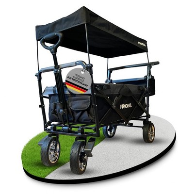 FROSAL Faltbarer Bollerwagen Loki mit Sonnendach Schiebegriff dunkelgrau Kinder