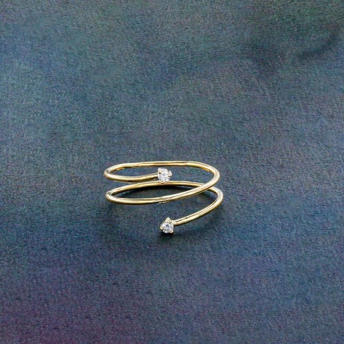 Pre-owned Irisha Designs Genuine Diamond Wrap Ring Size-3-8 Us 14k Gold Fine Jewelry In White