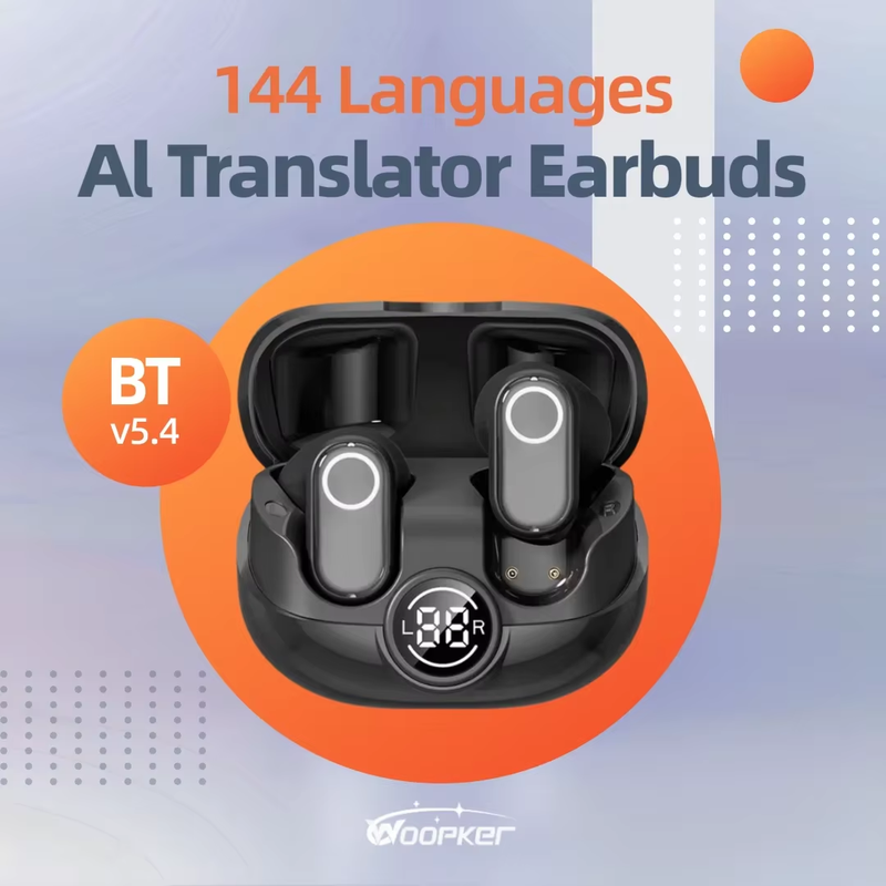 AI Wireless Bluetooth Real-Time Translation Headphones M89 True Stereo Noise Red