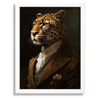 Leopard Victorian Print Leopard In Suit Wall Art Altered Art Poster Leopard Gift